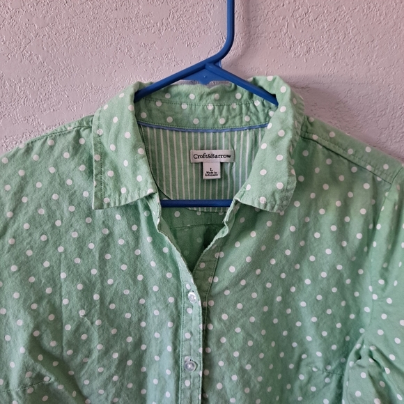Green Polka Dot Button Down Shirt - Picture 2 of 5
